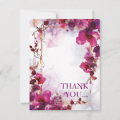 Met foto fushsia betovering: Waterverf bruiloft Bedankkaart (Voorkant)