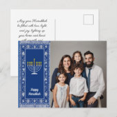 Met foto🕎 Gelukkig Chanoeka, Menorah, aanpasbaar Briefkaart (Voorkant / Achterkant)