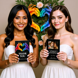 🌈❤️Met Foto Hart van Trots bruiloft Bedankkaart