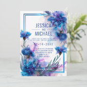 💍 Met foto Korenbloemen en Lavendel Bliss Kaart (Staand voorkant)