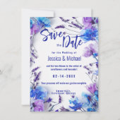 Met Foto Korenbloemen en Lavendel Elegance Save The Date (Voorkant)