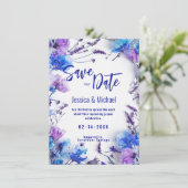 Met Foto Korenbloemen en Lavendel Elegance Save The Date (Staand voorkant)