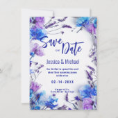 Met Foto Korenbloemen en Lavendel Elegance Save The Date (Voorkant)