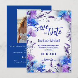 Met Foto Korenbloemen en Lavendel Elegance Save The Date
