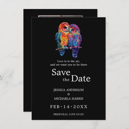 🌈 met foto LGBTQ Eeuwige Eenheid bruiloft Save The Date (Voorkant / Achterkant)