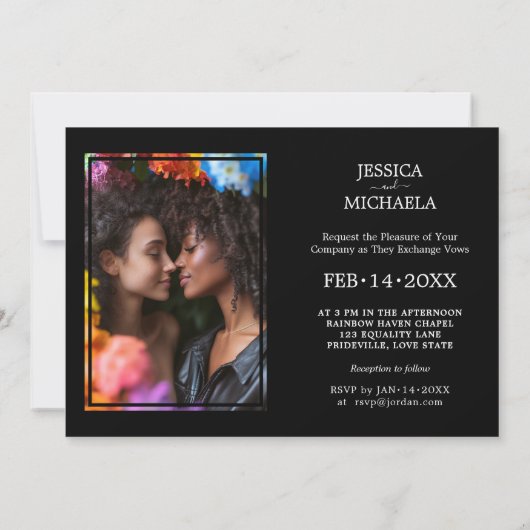 🌈❤️ Met foto LGBTQ Hart van Trots bruiloft Kaart (Achterkant)