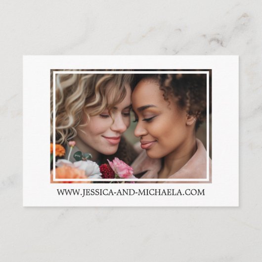 Met foto LGBTQ+ notitie op Gifts Regenboog Lovebir Informatiekaartje (Achterkant)