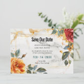 met foto Marble Dreams: Oranje Roos Elegance Save The Date (Staand voorkant)