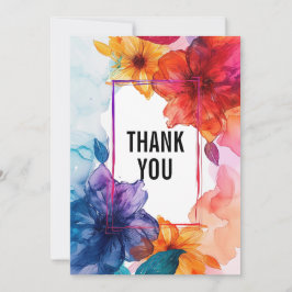 Met foto paarse Anemone Dreamscape Bruiloft Bedankkaart