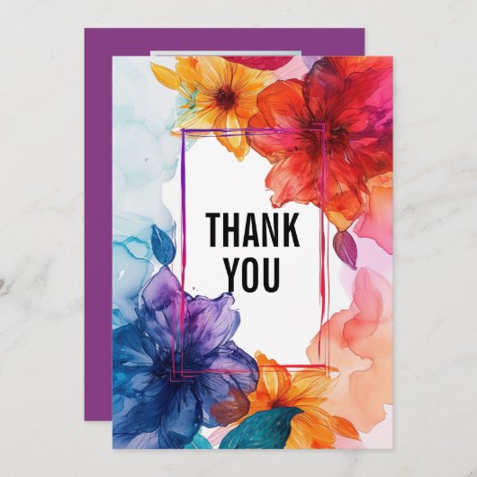 Met foto paarse Anemone Dreamscape Bruiloft Bedankkaart (Voorkant / Achterkant)