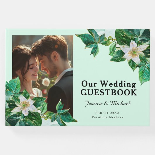 💍Met foto, pastel Passiflora Serenity Gastenboek (Voorkant)