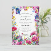 Met foto, roze weide bloeit kaart (Staand voorkant)