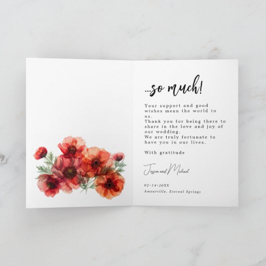 Met foto Scarlet Petal Serenade Bedankkaart (Binnen)