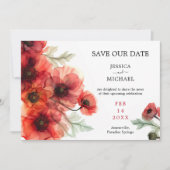Met foto Scarlet Petal Serenade Save the Date ca Kaart (Voorkant)