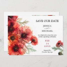 Met foto Scarlet Petal Serenade Save the Date ca Kaart