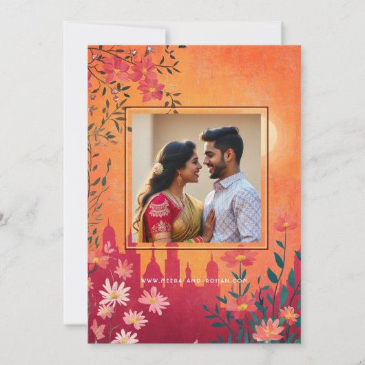 Met foto Sunset Serenade bruiloft Kaart (Achterkant)