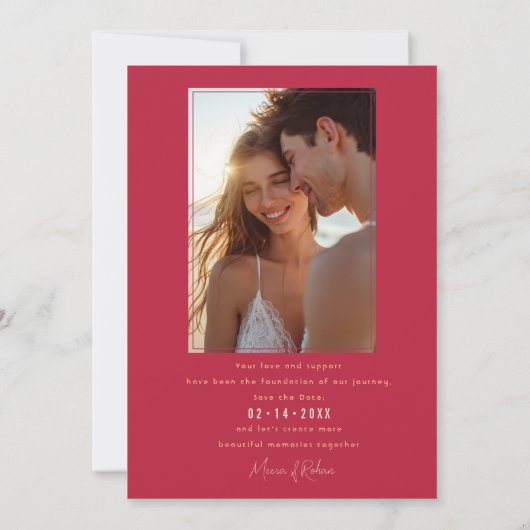 Met foto Sunset Serenade bruiloft Save The Date (Achterkant)