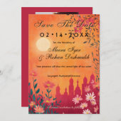 Met foto Sunset Serenade bruiloft Save The Date (Voorkant / Achterkant)