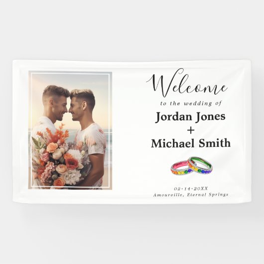 Met foto 🌈 Verstrengeld in trots Spandoek (Horizontaal)