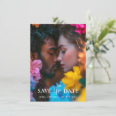 Met foto's Eetherische Bloom Save The Date (Staand voorkant)