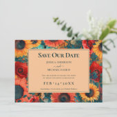 Met foto🌻Zonnebloem en Poppy Reverie Save The Date (Staand voorkant)