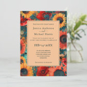 Met foto🌻Zonnebloem en Poppy Reverie uitnodiging (Staand voorkant)