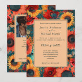 Met foto🌻Zonnebloem en Poppy Reverie uitnodiging (Voorkant / Achterkant)