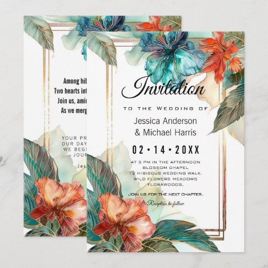 Met gedicht aan de achterkant Hibiscus Serenade Pa Kaart (Voorkant / Achterkant)