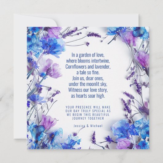 💍 Met gedicht Korenbloemen en Lavendel Elegantie Kaart (Achterkant)