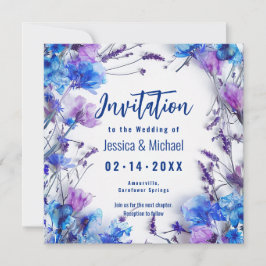 💍 Met gedicht Korenbloemen en Lavendel Elegantie Kaart