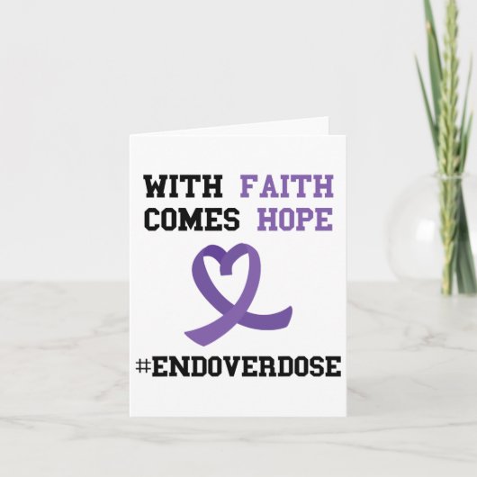 Met geloof komt hoop paarse lint overdosis bewustz kaart (Voorkant)