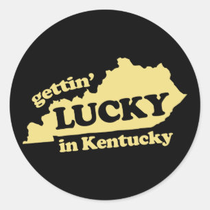 met geluk op kentucky ronde sticker