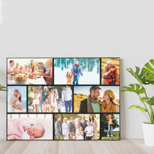 Met gemetsel stijl familie foto collage Zwart Canvas Afdruk