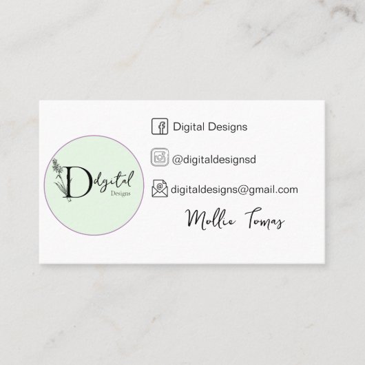  met gepersonaliseerde logo's en sociale m visitekaartje (Voorkant)