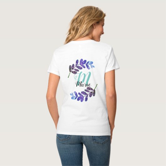 met gewone blauwe paarse zwarte bladeren kunt u de t-shirt (Achterkant volledig)