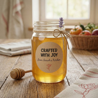 Met Gezelligheid Gemaakt Kraft Persoonlijk  Ronde Sticker