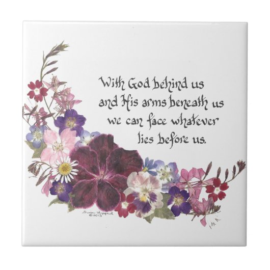 Met God achter ons... Tegeltje (Voorkant)