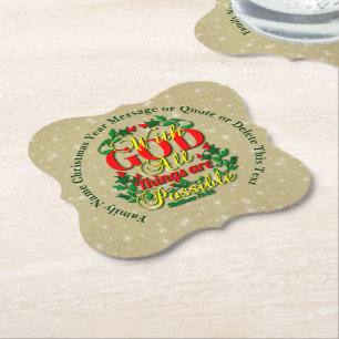 Met God alle mogelijke bijbelcitaat Kartonnen Onderzetters