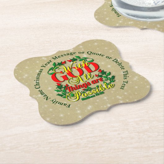 Met God alle mogelijke bijbelcitaat Kartonnen Onderzetters (Gekanteld)