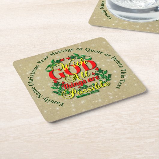 Met God alle mogelijke bijbelcitaat Kartonnen Onderzetters (Schuin)