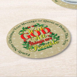 Met God alle mogelijke bijbelcitaat Ronde Kartonnen Onderzetter