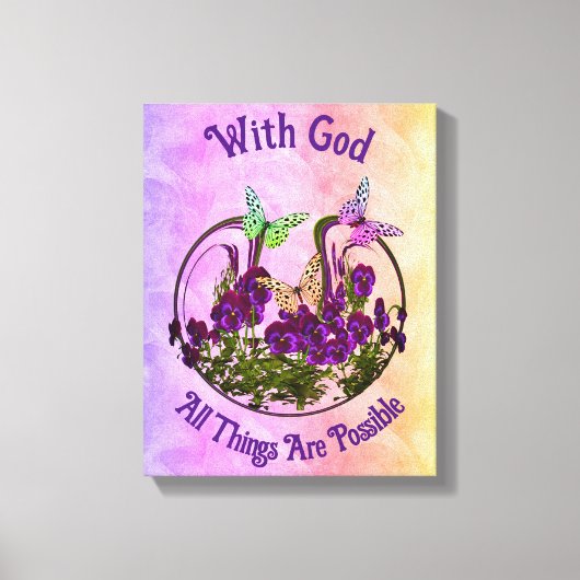 Met God Butterfly Vloerkunst Inspirerend Canvas Afdruk (Voorkant)