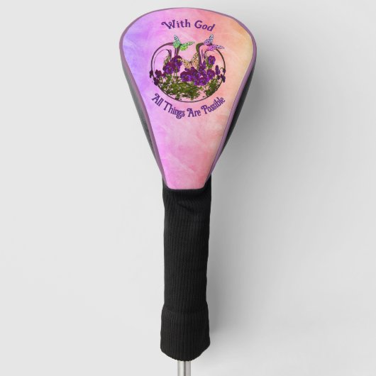 Met God Butterfly Vloerkunst Inspirerend Golfheadcover (Voorkant)