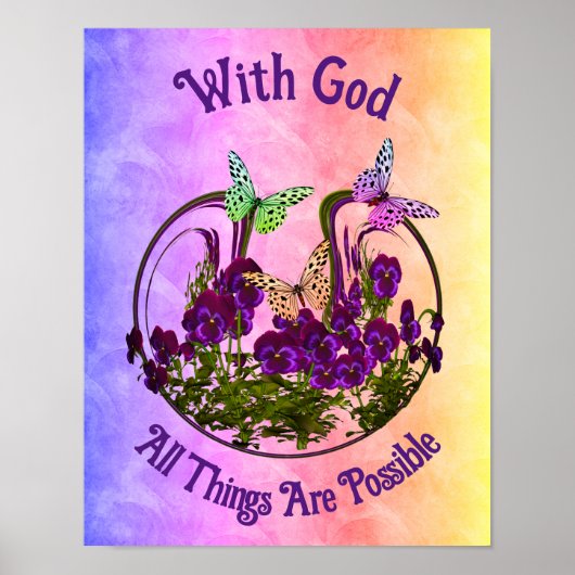 Met God Butterfly Vloerkunst Inspirerend Poster (Voorkant)