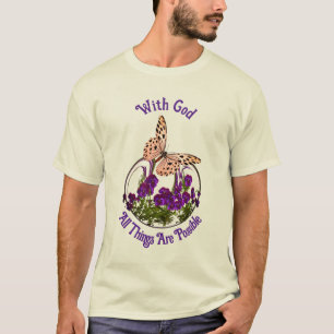 Met God Butterfly Vloerkunst Inspirerend T-shirt