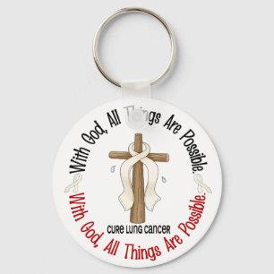 MET GOD CROSS Lung Cancer T-Shirts & Gifts Sleutelhanger