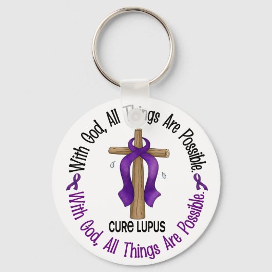 MET GOD CROSS Lupus T-Shirts & Gifts Sleutelhanger (Voorkant)