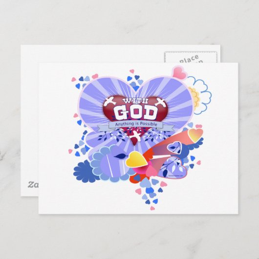 Met God harten Briefkaart (Voorkant / Achterkant)