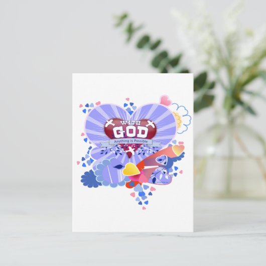 Met God harten Briefkaart (Staand voorkant)