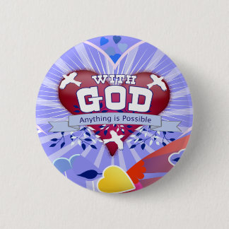 Met God harten Ronde Button 5,7 Cm